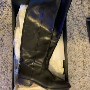 Saks fifth ave   black leather over the knee boots